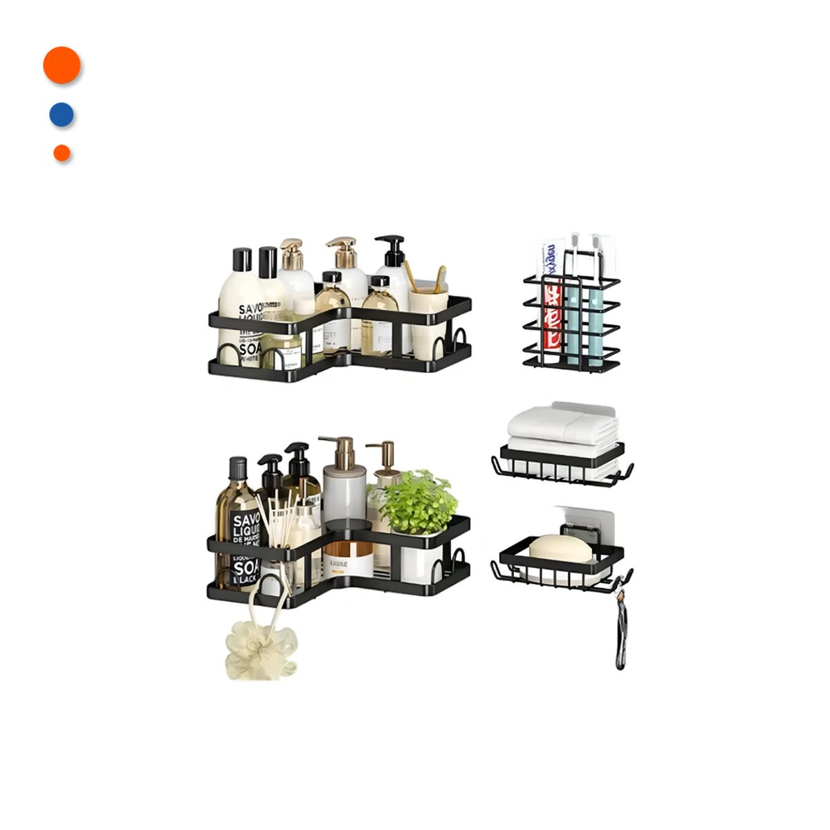 PACK2 GABINETE ESQUINERO MULTIUSO 5 PIEZAS NEGRO DISENO COMPACTO FUNCIONAL Y+REGALO STICKER - 2