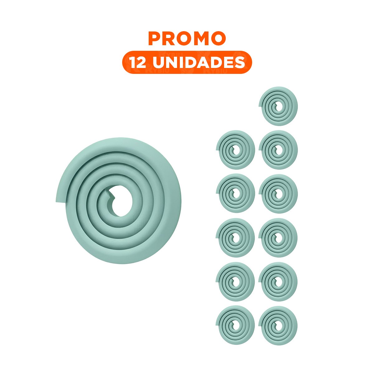 PACK12 ESPUMA PROTECTORA PARA BORDES 2 METROS VERDE AGUA USO DIARIO PLUS - 1