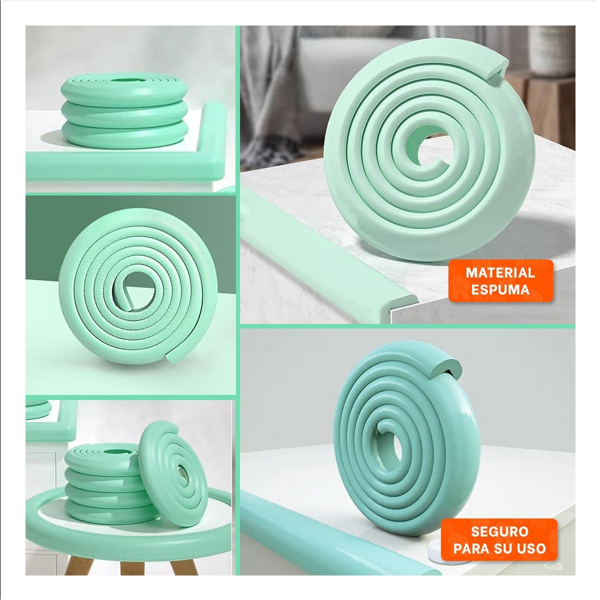 PROTECTOR DE BORDES DE ESPUMA 2 METROS VERDE AGUA USO DIARIO HOGAR PLUS Y+POST IT - 2