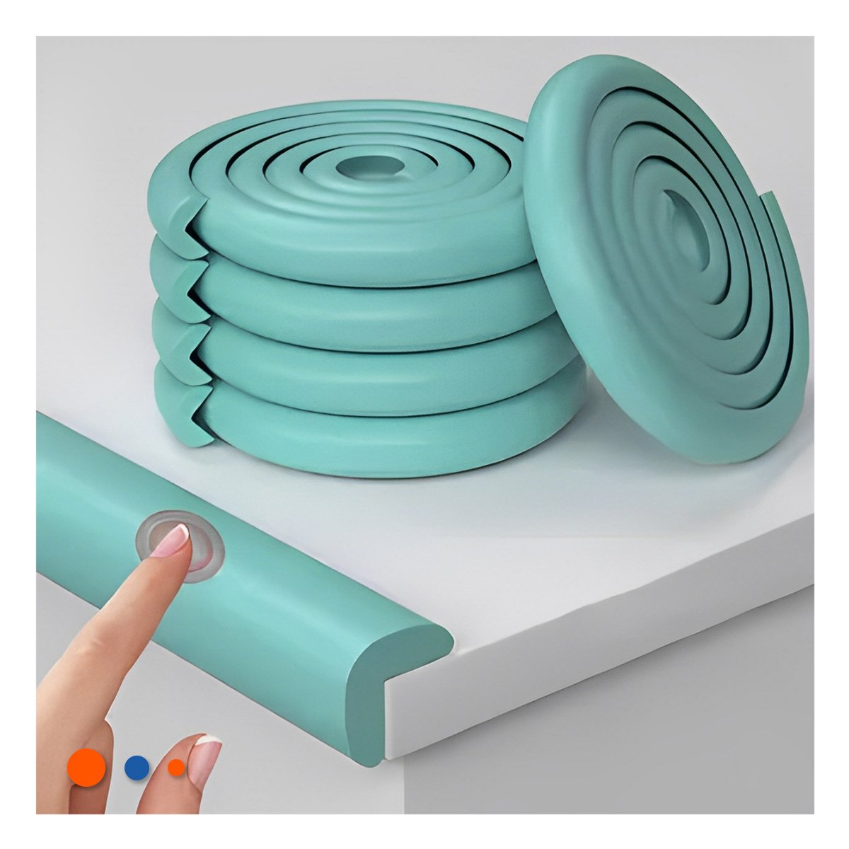 PACK12 PERFIL PROTECTOR DE BORDES ESPUMA 2 METROS VERDE AGUA SEGURIDAD HOGAR Y+PAPEL REGALO - 3