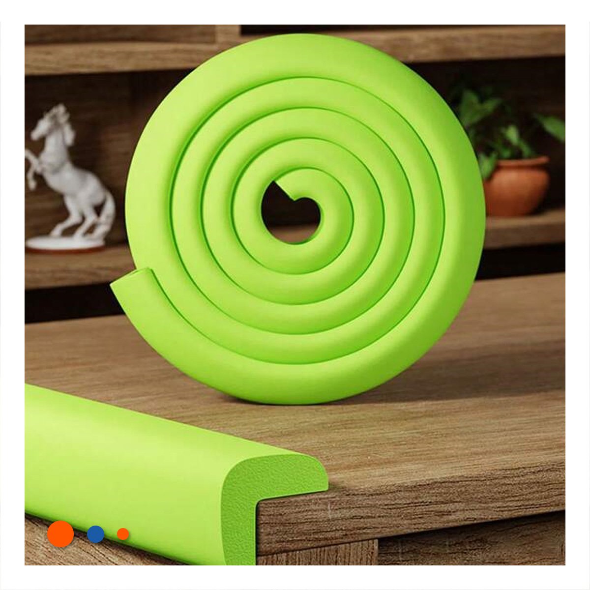 PROTECTOR DE BORDES DE ESPUMA 2 METROS VERDE LIMON PARA ESQUINAS DEL HOGAR Y+PAPEL REGALO - 1