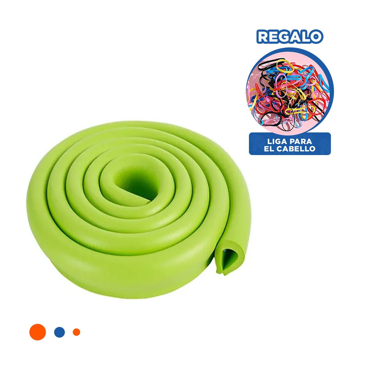 PROTECTOR DE BORDES DE ESPUMA 2 METROS VERDE LIMON SEGURIDAD PARA NINOS Y+LIGAS REGALO - 2
