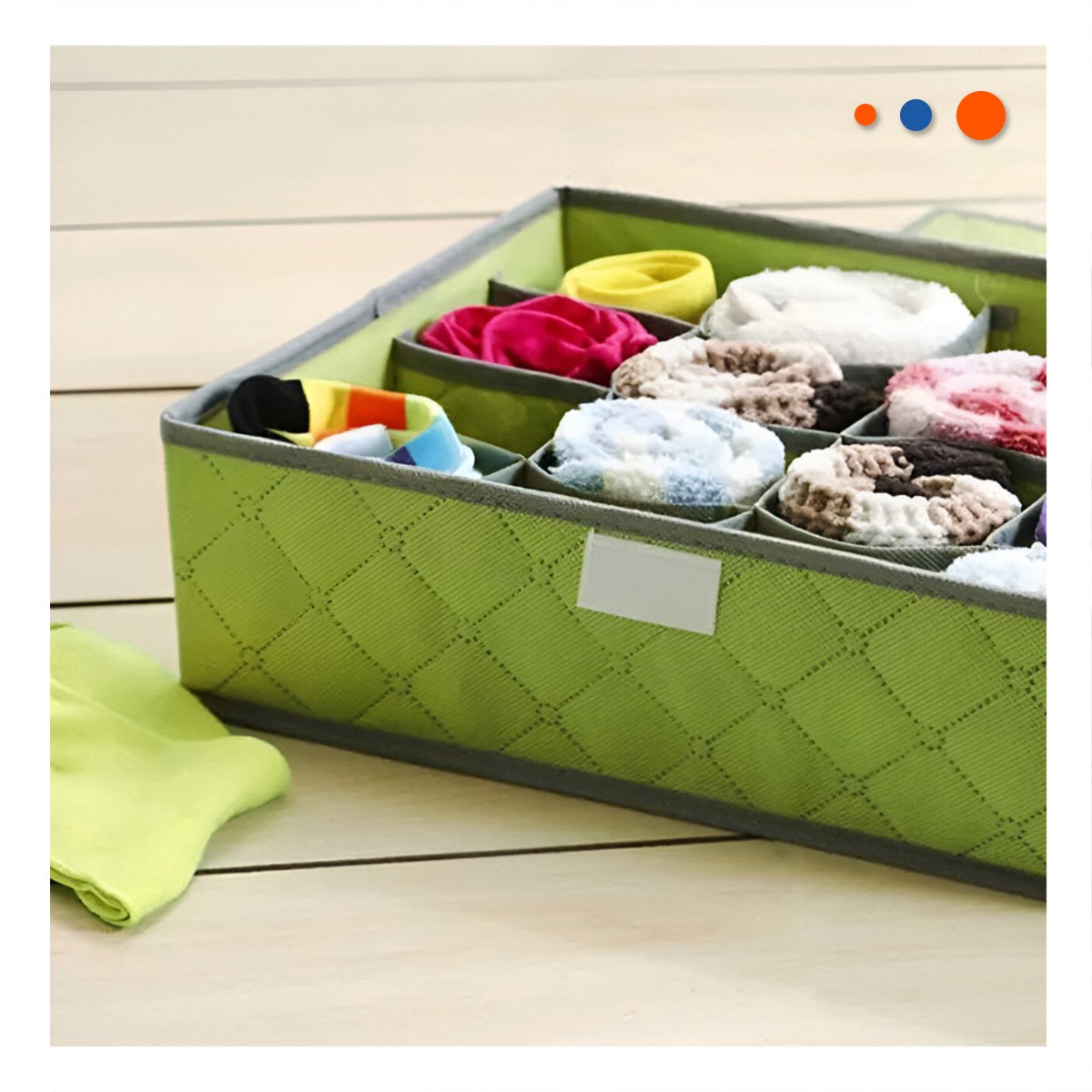 PACK2 CONTENEDOR ORGANIZADOR PARA ROPA INTERIOR 24 DIVISIONES CON TAPA VERDE PRO - 5