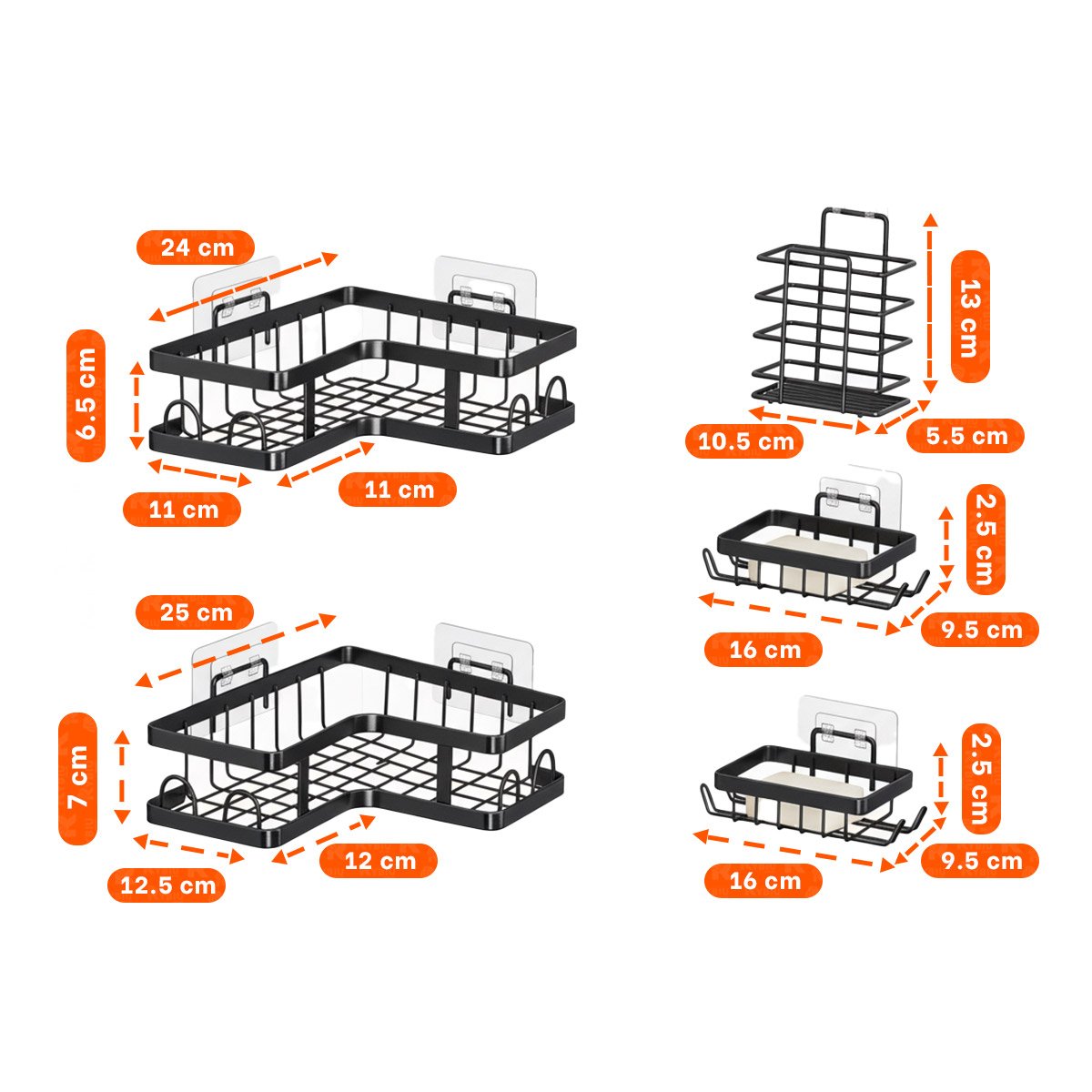 PACK4 GABINETE ESQUINERO RESISTENTE 5 PIEZAS NEGRO ORDEN EFICIENTE HOGAR - 4