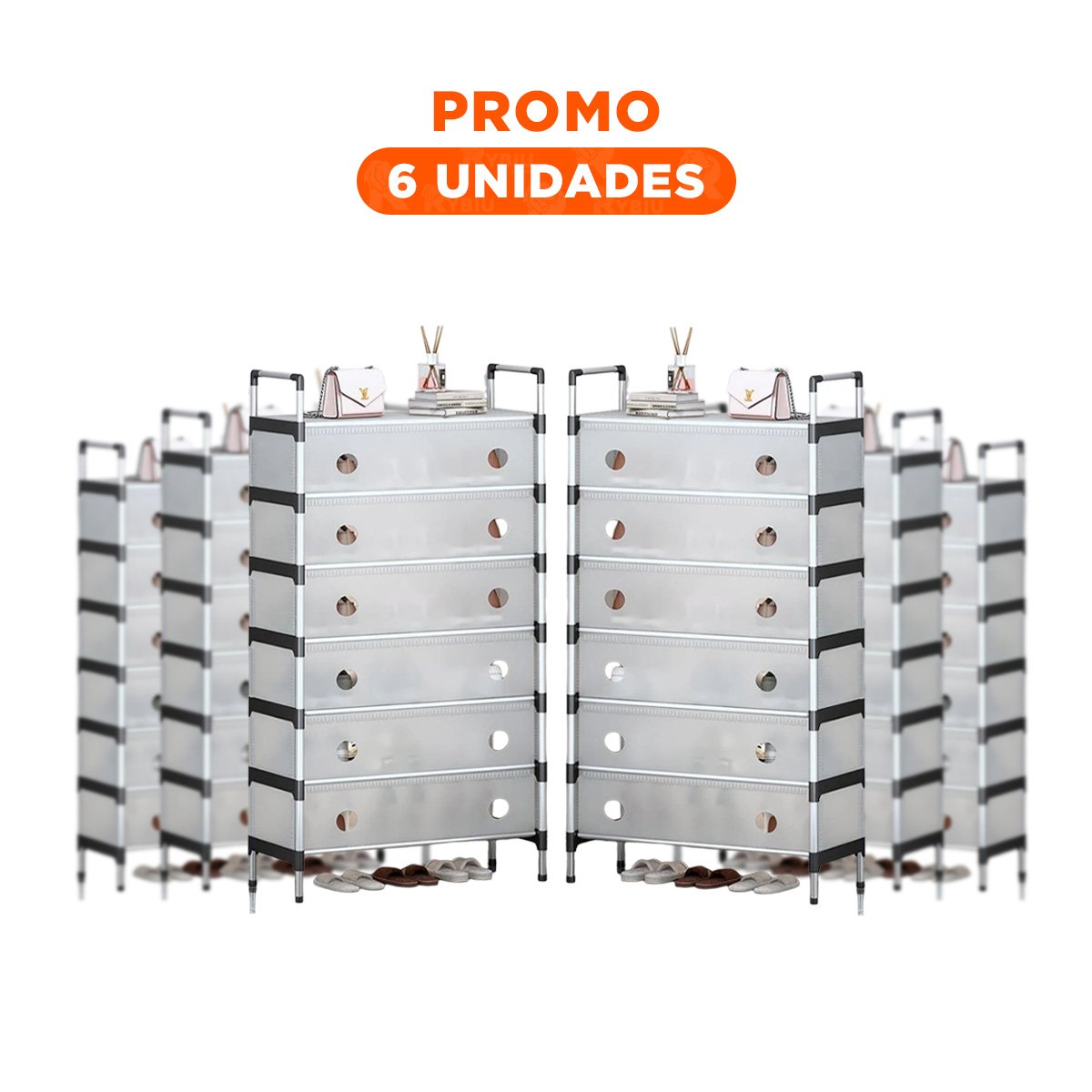 PACK6 MODULO PARA CALZADO 6 NIVELES TODO CERRADO BLANCO TRANSPARENTE FIRME Y+REGALO STICKER - 1