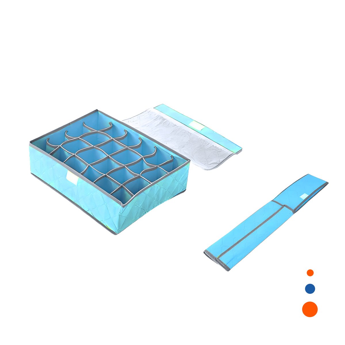 PACK4 CONTENEDOR ORGANIZADOR PARA ROPA INTERIOR 24 DIVISIONES CELESTE ORDEN PRO Y+PAPEL REGALO - 3