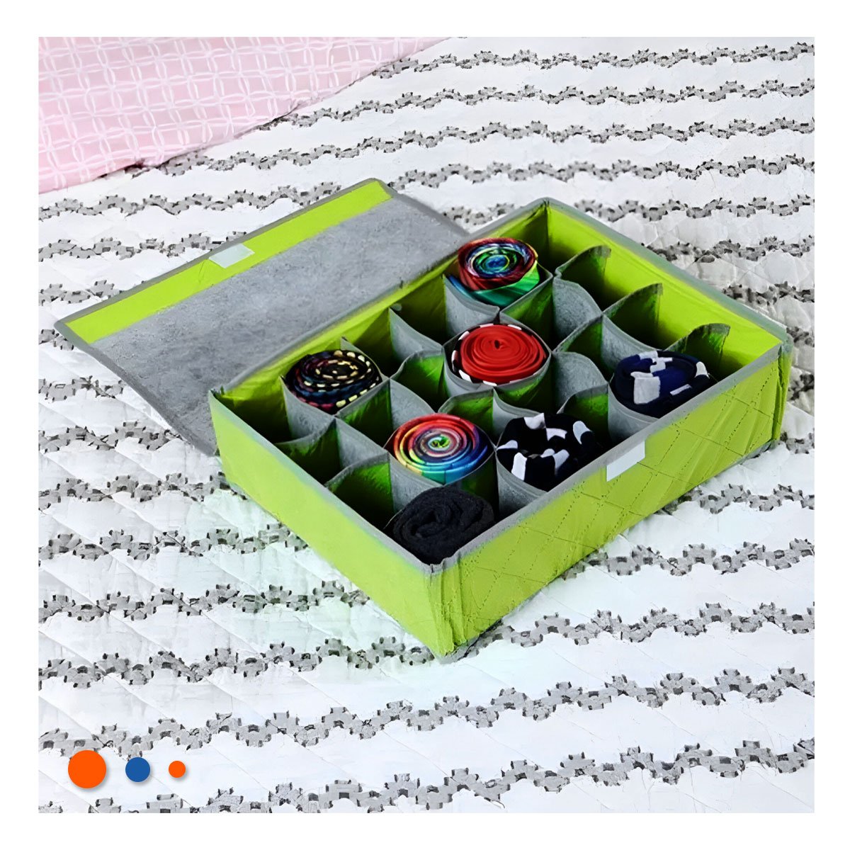 PACK12 MODULO ORGANIZADOR PARA ROPA INTERIOR 24 DIVISIONES VERDE ORDEN PLUS - 5