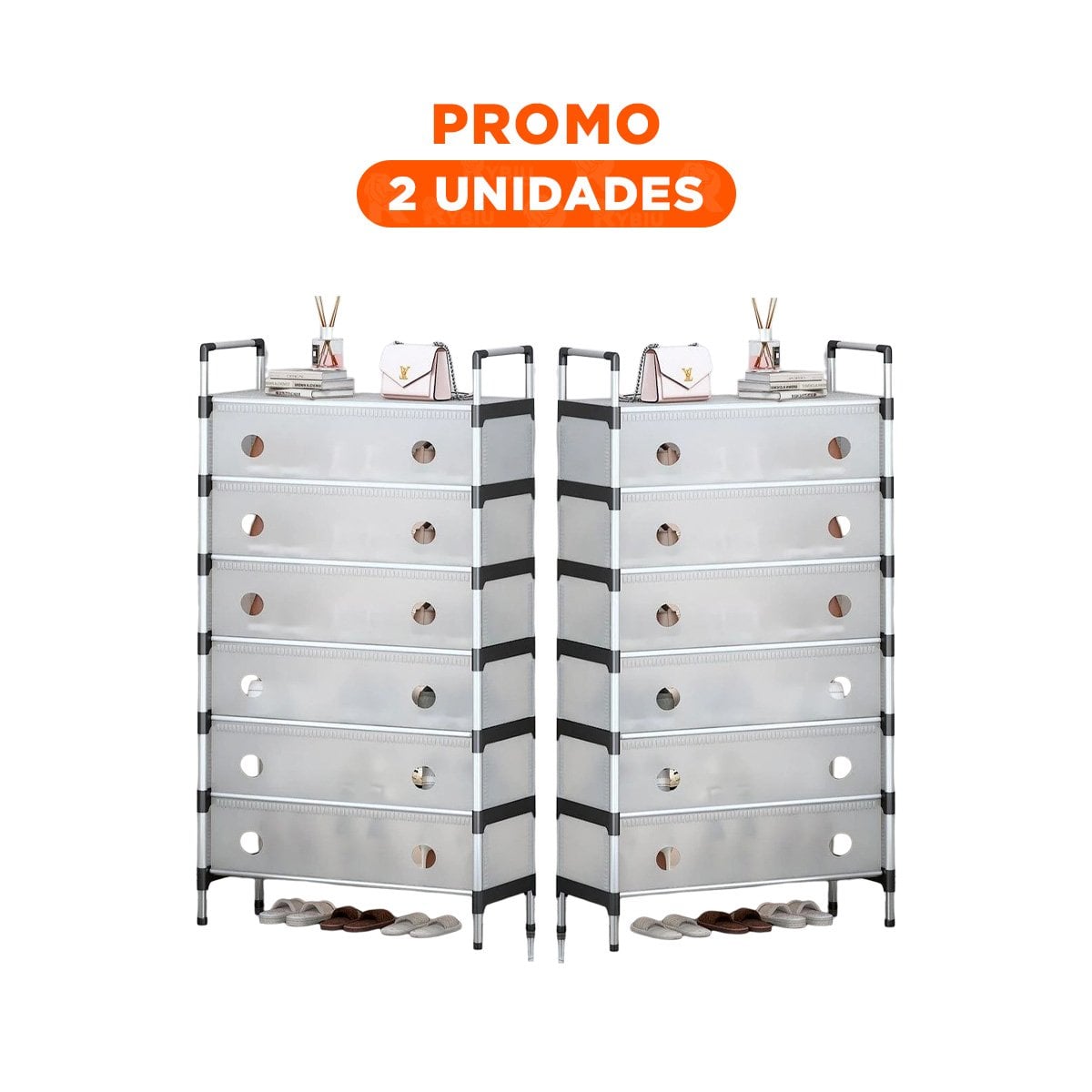 PACK2 ESTANTE PARA ZAPATOS 6 NIVELES TODO CERRADO BLANCO TRANSPARENTE PRACTICO Y+REGALO STICKER - 1