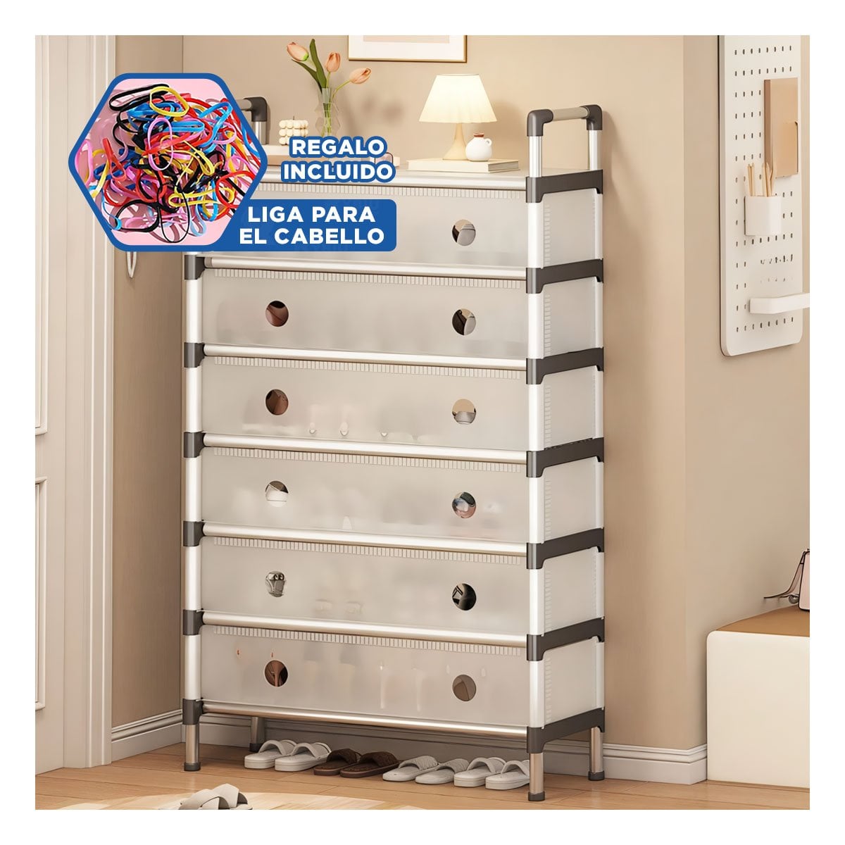 ZAPATERA DE 6 NIVELES TODO CERRADO BLANCO TRANSPARENTE RESISTENTE HOGAR Y+LIGAS REGALO - 2