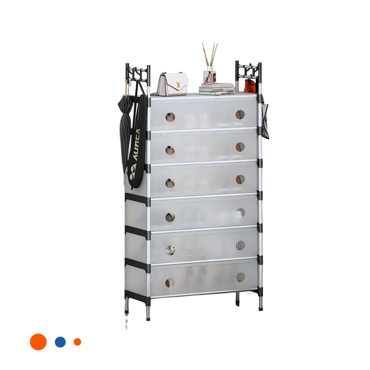 ZAPATERA DE 6 NIVELES TODO CERRADO BLANCO TRANSPARENTE RESISTENTE HOGAR Y+LIGAS REGALO - 5