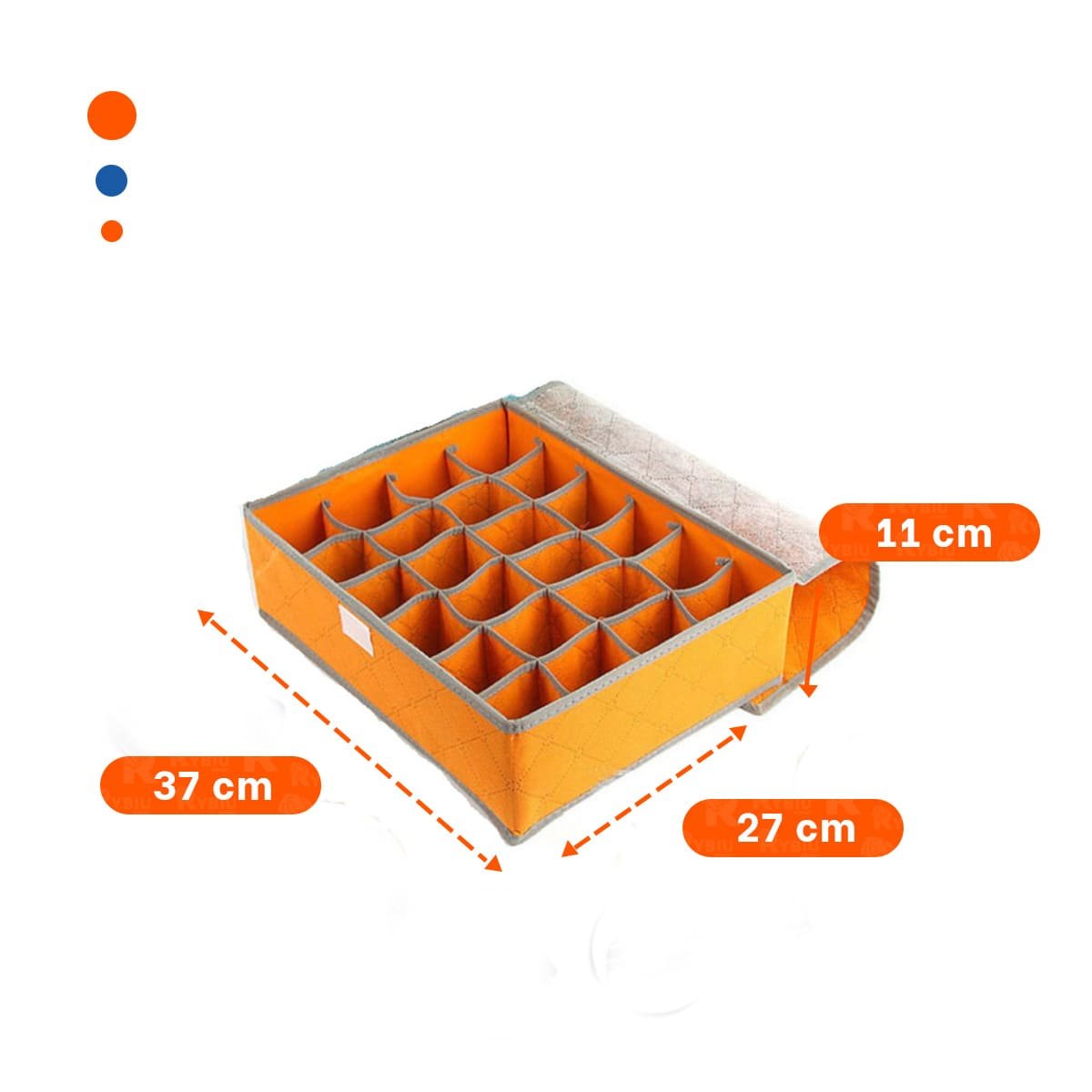 ORGANIZADOR DE ROPA INTERIOR 24 DIVISIONES CON TAPA NARANJA USO DIARIO PLUS Y+POST IT - 4