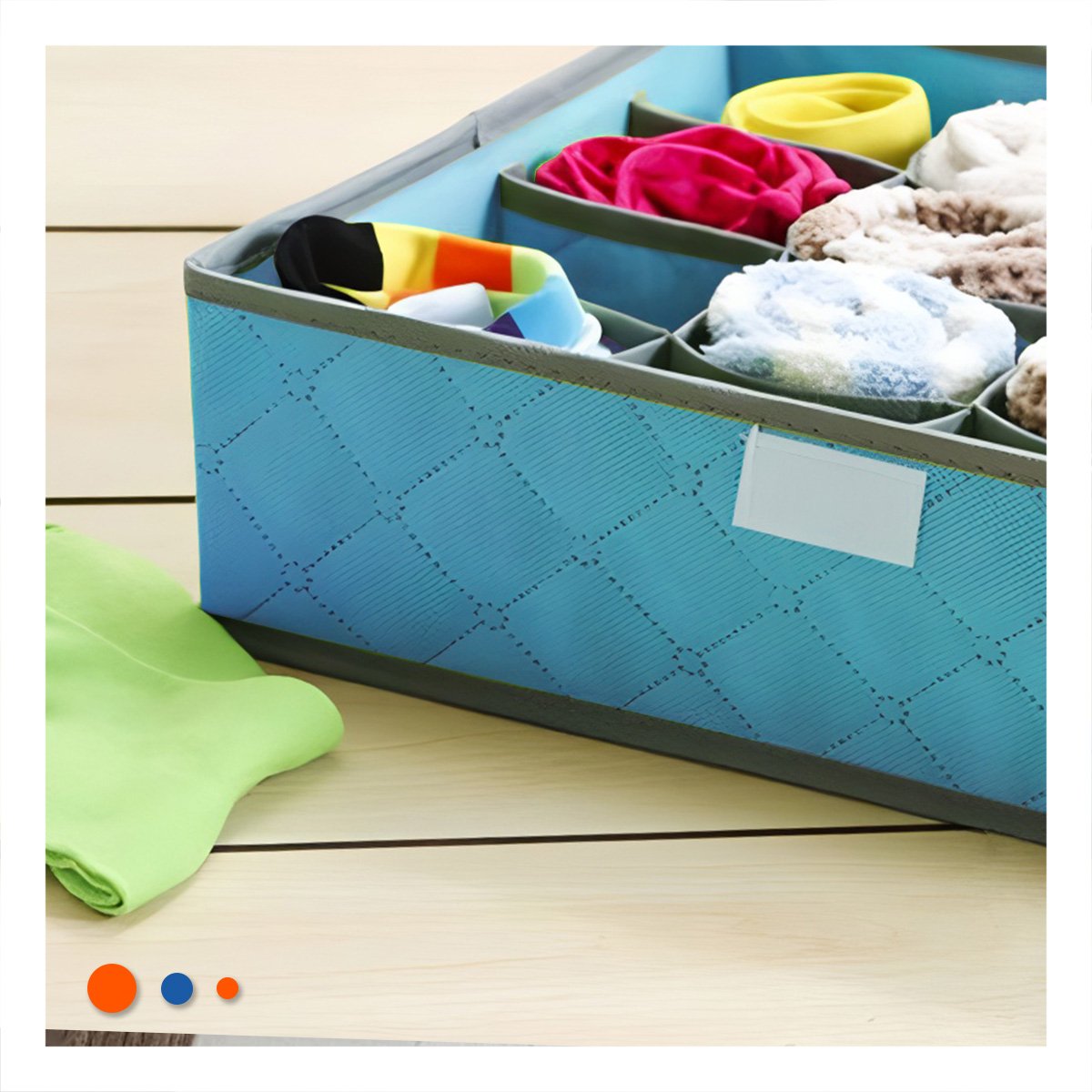 PACK4 CONTENEDOR ORGANIZADOR DE ROPA INTERIOR 24 DIVISIONES CELESTE DIARIO MAX - 5