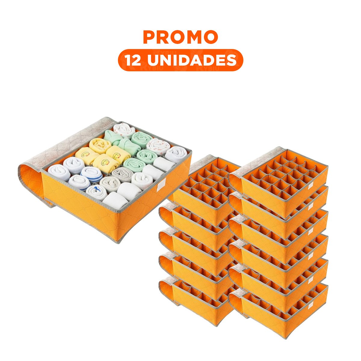 PACK12 MODULO ORGANIZADOR PARA ROPA INTERIOR 24 DIVISIONES NARANJA ORDEN PLUS - 1