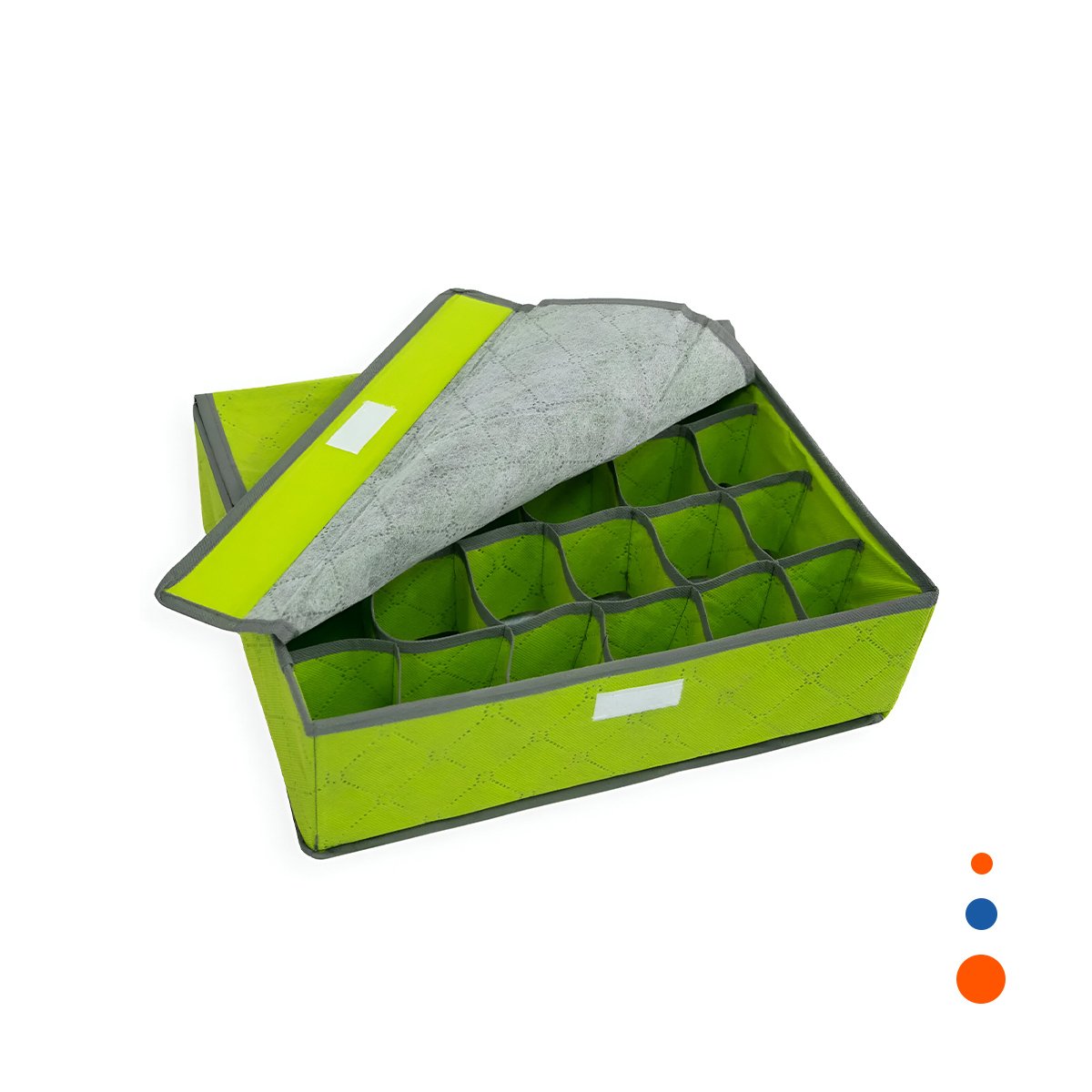 PACK12 CAJA TEXTIL DE ROPA INTERIOR 24 DIVISIONES CON TAPA VERDE PLUS Y+REGALO STICKER - 2