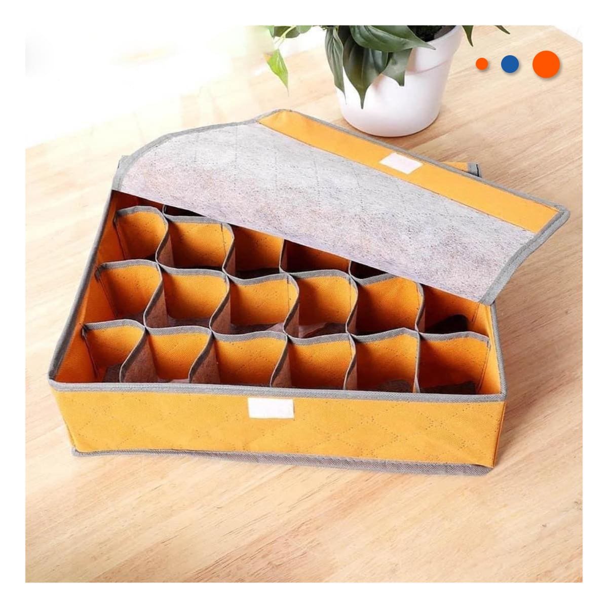 ORGANIZADOR DE ROPA INTERIOR 24 DIVISIONES CON TAPA NARANJA ORDEN DIARIO MAX Y+REGALO STICKER - 3