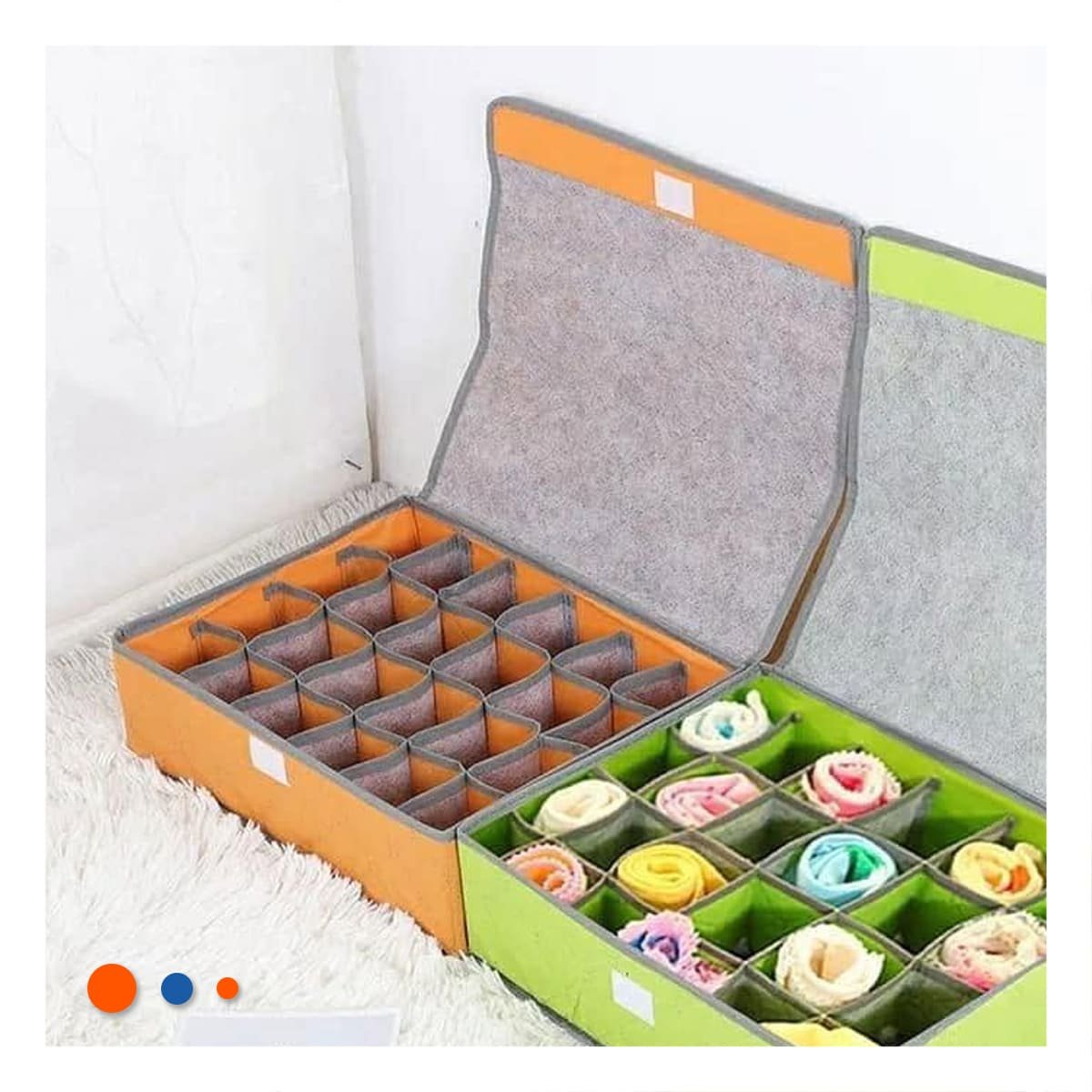 ORGANIZADOR DE ROPA INTERIOR 24 DIVISIONES CON TAPA NARANJA ORDEN DIARIO MAX Y+REGALO STICKER - 5