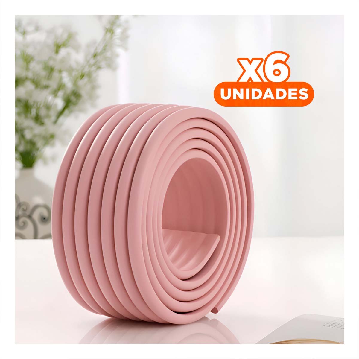 PACK6 BORDE SEGURO DE ESPUMA FLEXIBLE PARA ESQUINAS DE MUEBLES HOGAR ROSA Y+PAPEL REGALO - 1