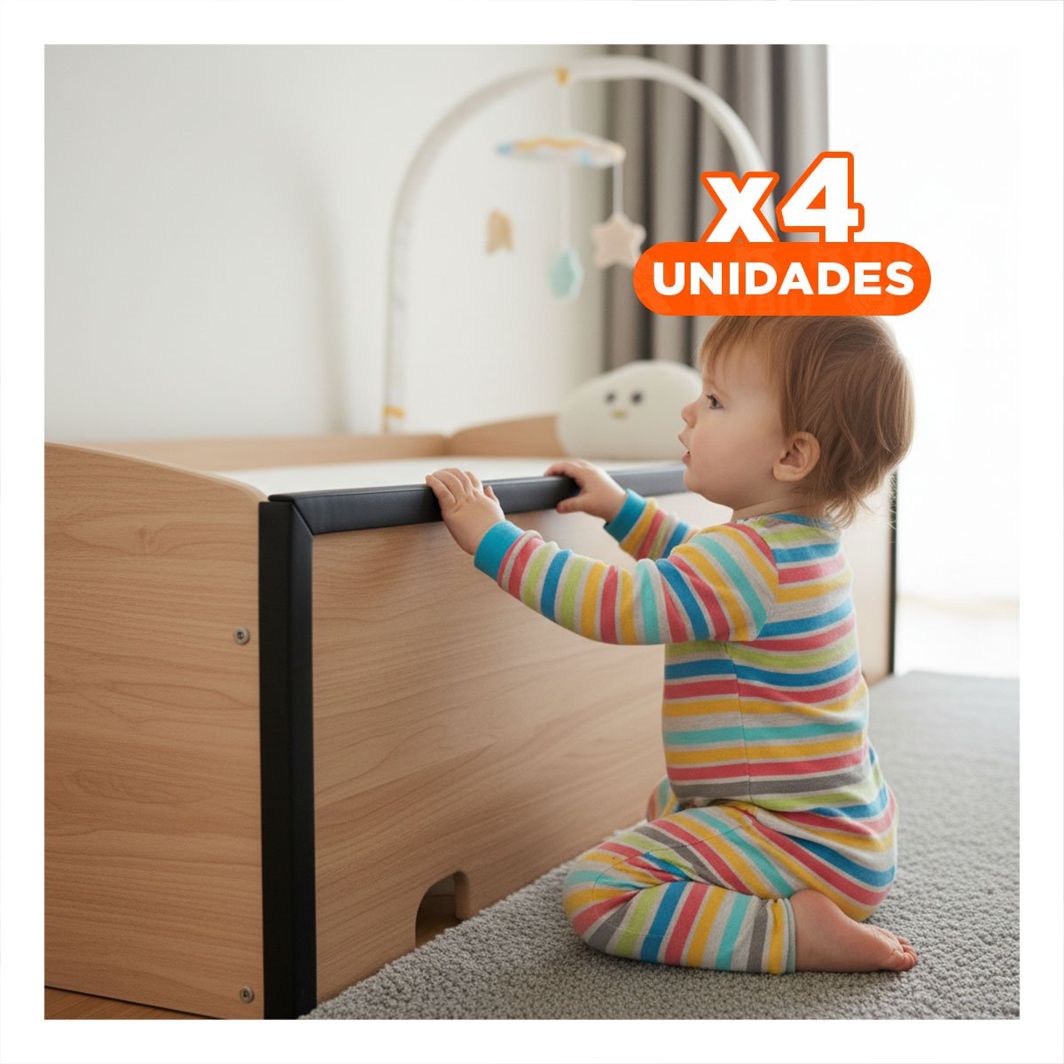 PACK4 BORDE SEGURO DE ESPUMA PARA ESQUINAS DE MESA Y MUEBLES EN CASA NEGRO Y+REGALO STICKER - 1