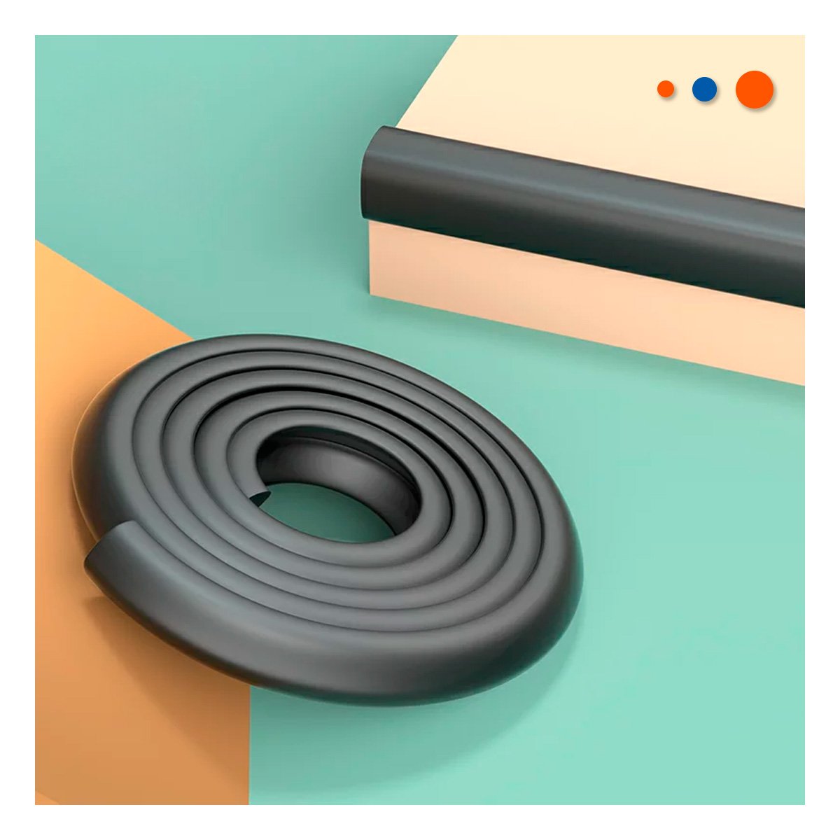PACK4 BORDE SEGURO DE ESPUMA PARA ESQUINAS DE MESA Y MUEBLES EN CASA NEGRO Y+REGALO STICKER - 3