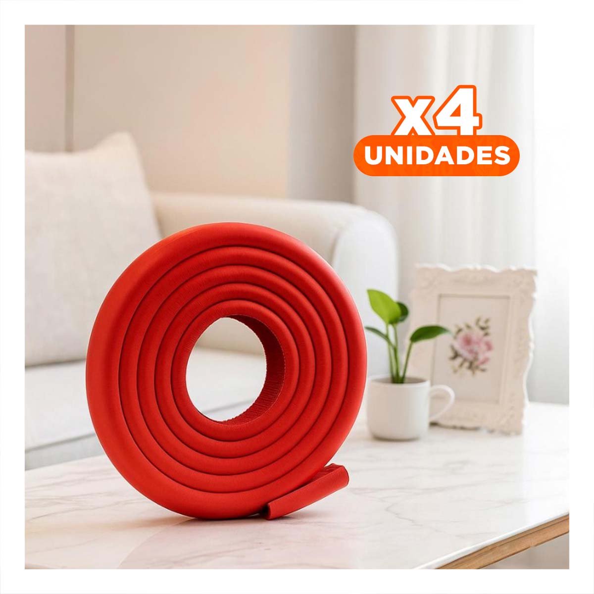 PACK4 BORDE SEGURO DE ESPUMA PARA ESQUINAS DE MESA Y MUEBLES EN CASA ROJO Y+REGALO STICKER - 1