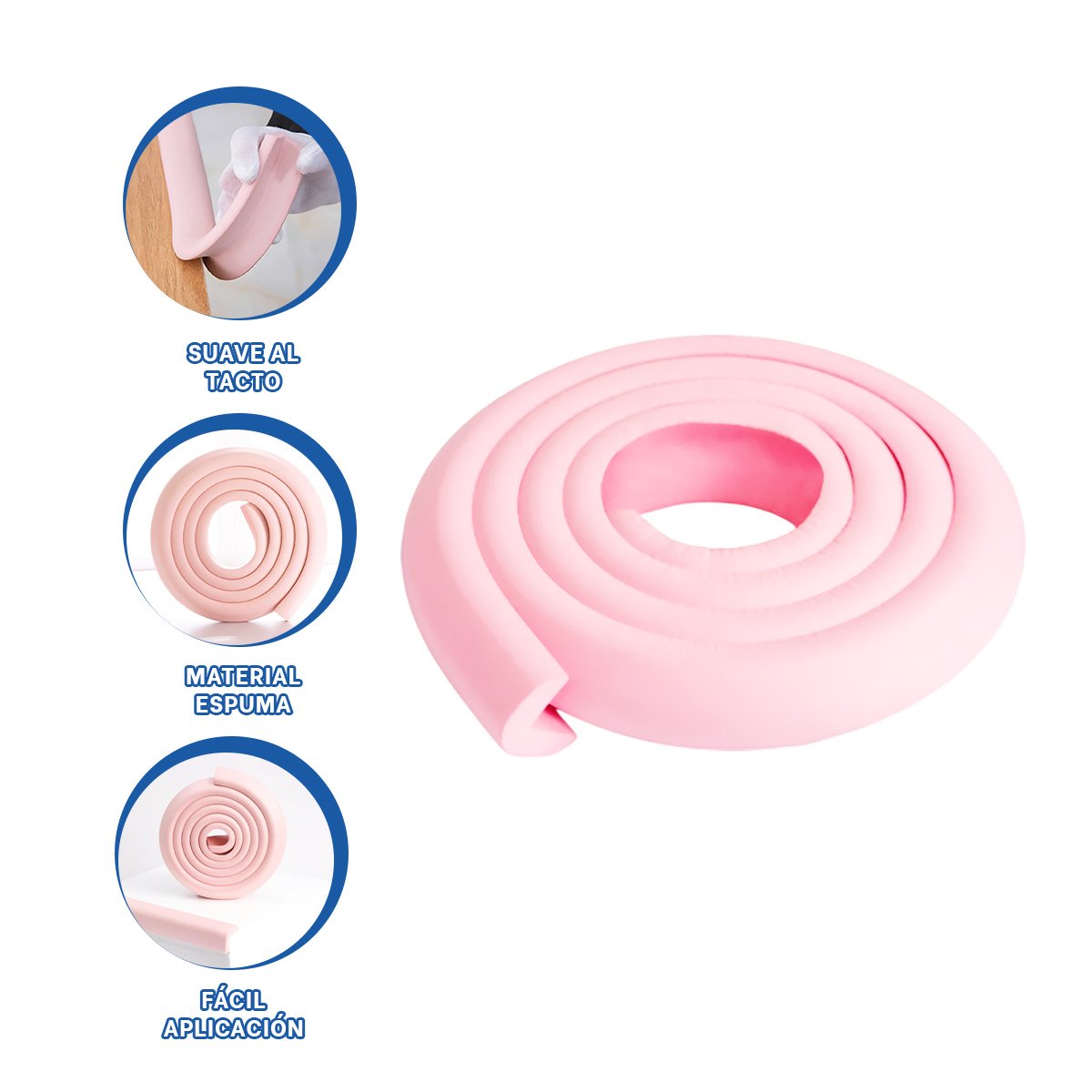 PROTECTOR ESQUINERO DE ESPUMA SUAVE PARA BORDES FILOSOS DE MESA EN CASA ROSA Y+PAPEL REGALO - 5