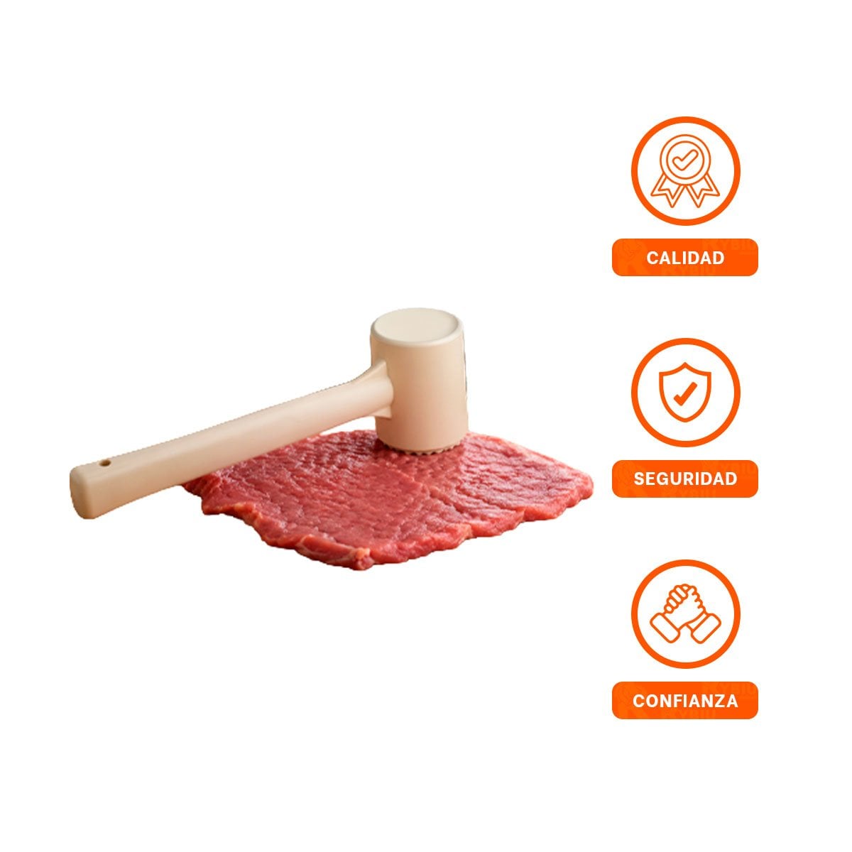 MAZO DE COCINA COLOR CREMA PARA TRABAJAR DIFERENTES CORTES DE CARNE YPAPEL REGALO - 5