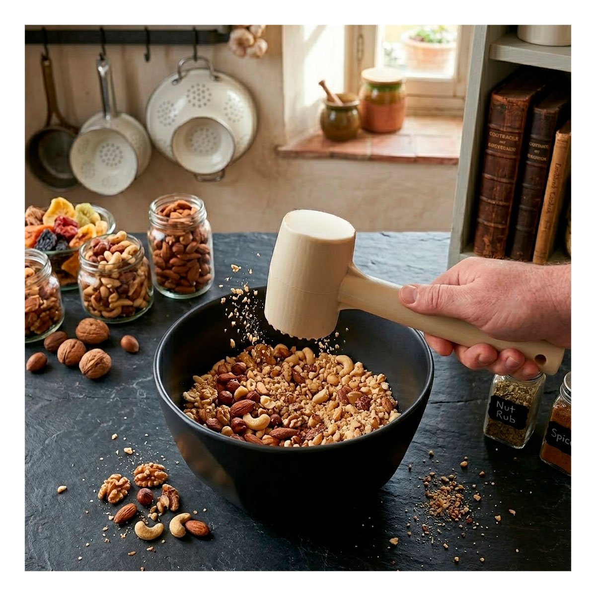 MACHACADOR PARA PREPARACION DE ALIMENTOS CON ACABADO COLOR CREMA YREGALO STICKER - 2