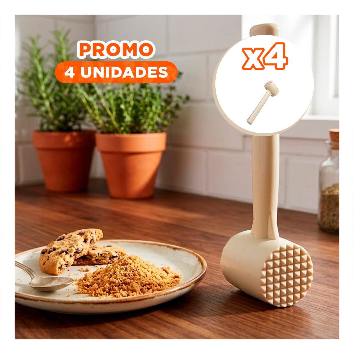 PACK4 MACHACADOR CULINARIO PARA TRABAJAR CORTES DE FORMA COMODA YREGALO STICKER - 1