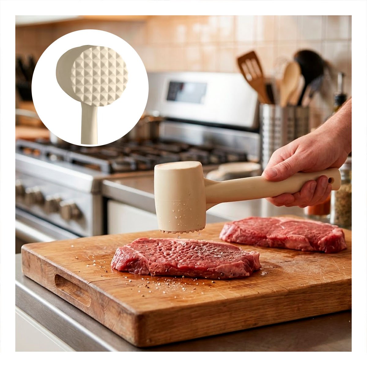 PACK4 MACHACADOR CULINARIO PARA TRABAJAR CORTES DE FORMA COMODA YREGALO STICKER - 3