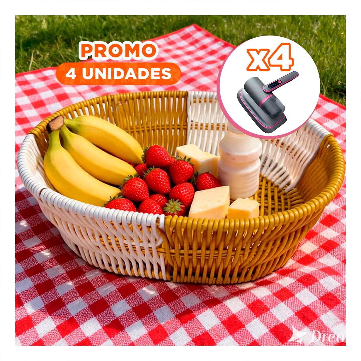 PACK4 CANASTILLA CON TEJIDOS ABIERTOS COLOR MOSTAZA Y BLANCO 27X21X7CM YREGALO STICKER - 1