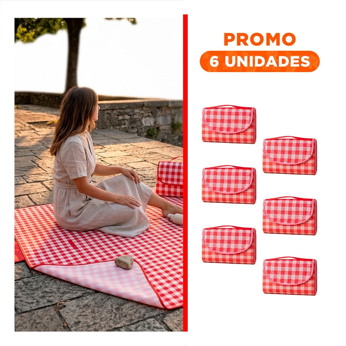 PACK6 COBIJA DE USO EXTERIOR 160X200CM TIPO CARTERA PARA VIAJES Y SALIDAS YREGALO STICKER - 1