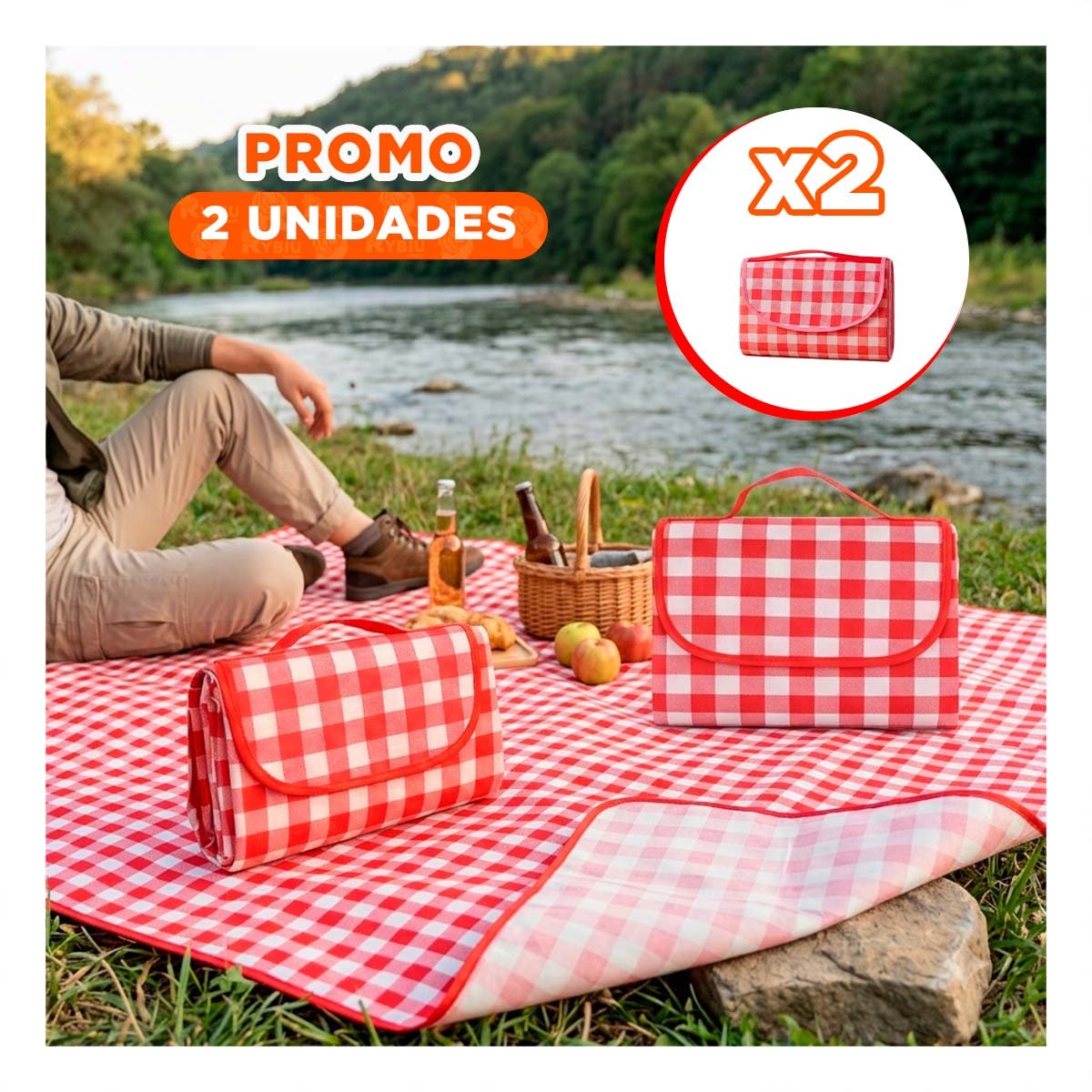 PACK2 COBERTOR PARA EXTERIOR 160X200CM TIPO CARTERA DE USO FAMILIAR COLOR ROJO YPAPEL REGALO - 1
