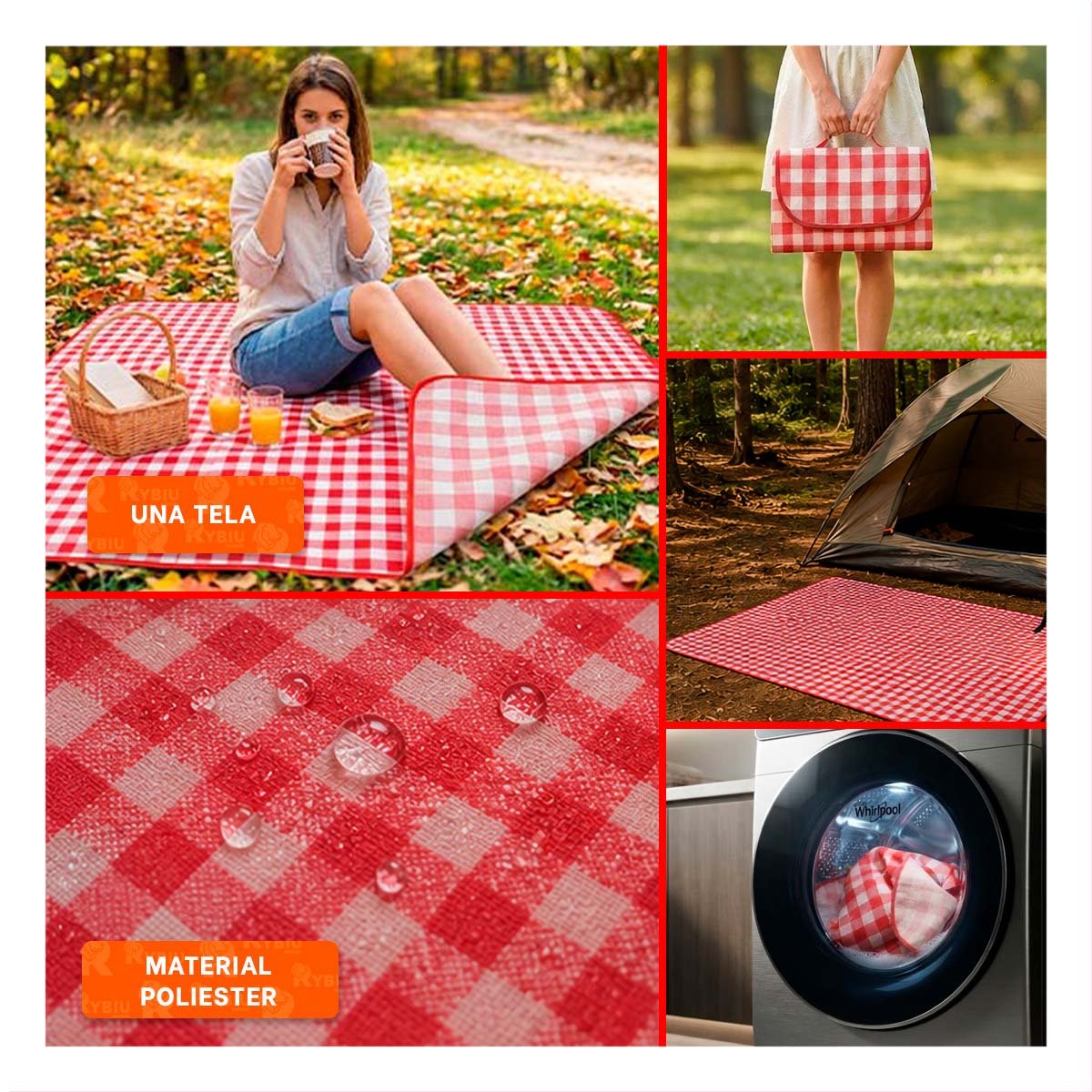 COBIJA DE USO EXTERIOR TIPO CARTERA PARA ACTIVIDADES AL AIRE LIBRE COLOR ROJO YLIGAS REGALO - 1