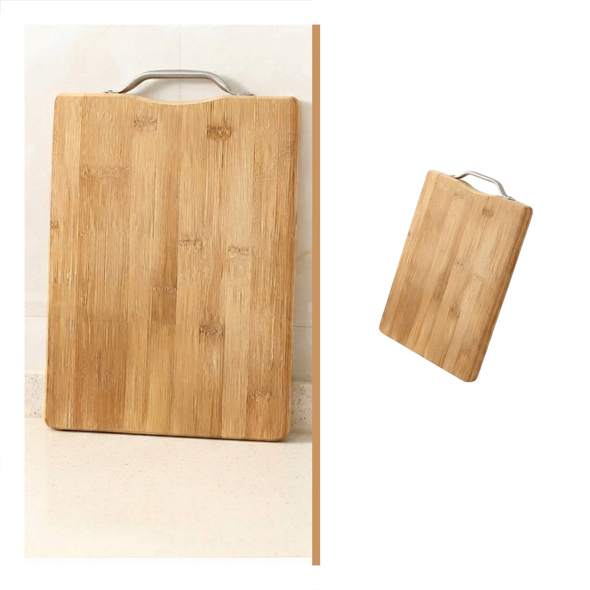 TABLA BAMBU MOSTAZA CON MANGO 34X24X1,8CM PARA PICAR ALIMENTOS Y STICKY - 5
