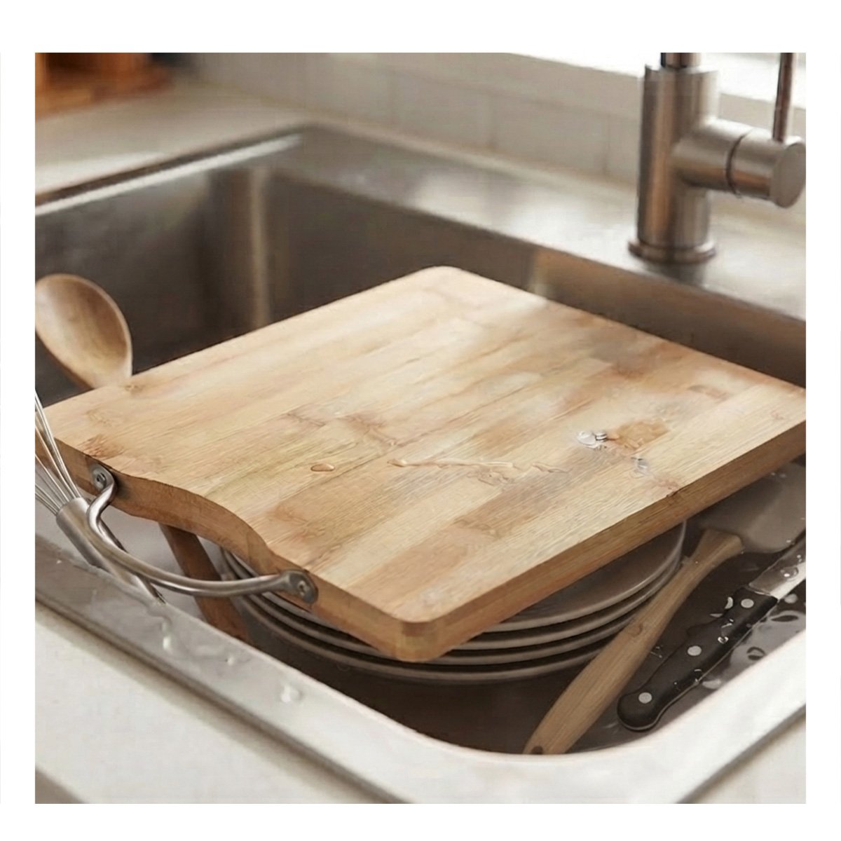 PACK12 BASE DE COCINA CON DISEÑO BAMBU MOSTAZA PARA CORTAR 34X24X1,8CM YREGALO STICKER - 5