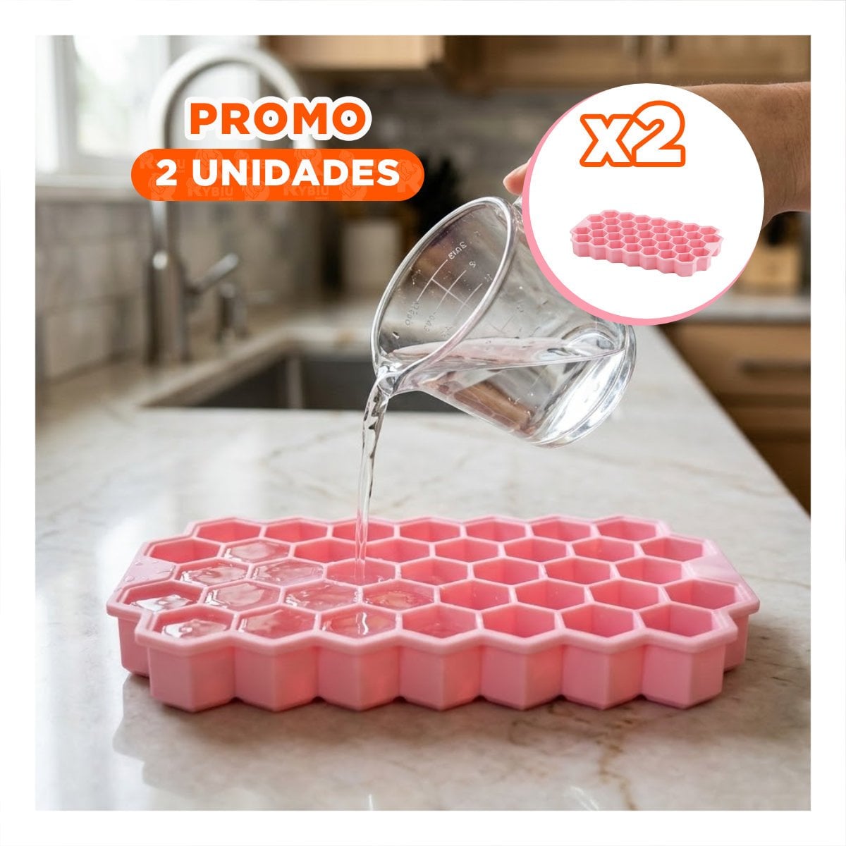 PACK2 CUBITERA HIELERA 20.5X12 CM CON TAPA PARA USO DIARIO COLOR ROSADO - 1