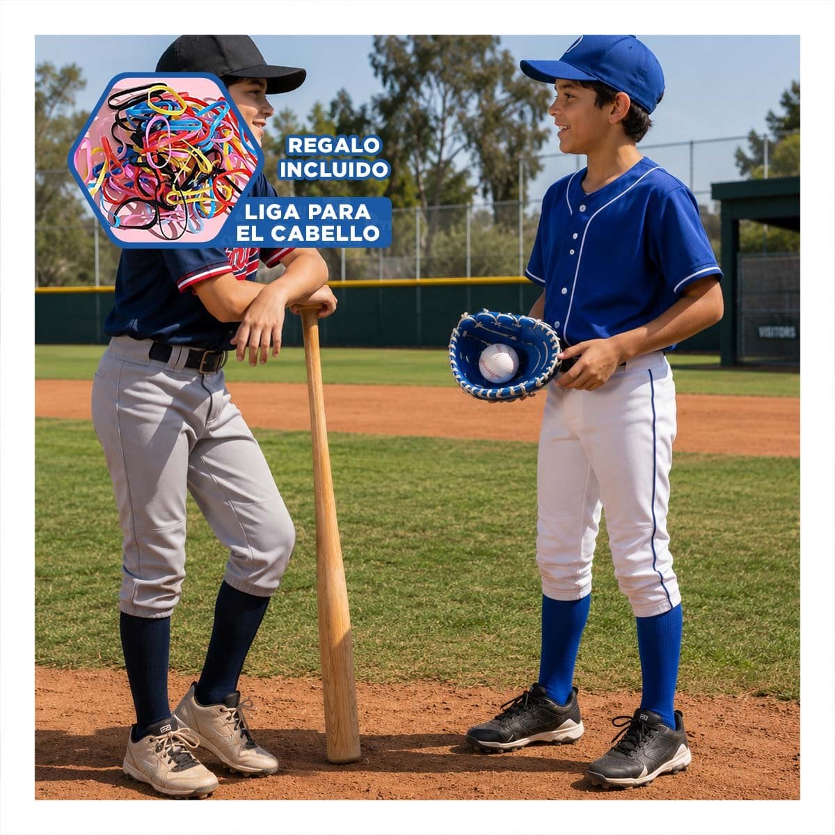 COMBO CON BATE GUANTE Y PELOTA AZUL PARA ACTIVIDADES DE BEISBOL Y LIGAS REGALO - 2