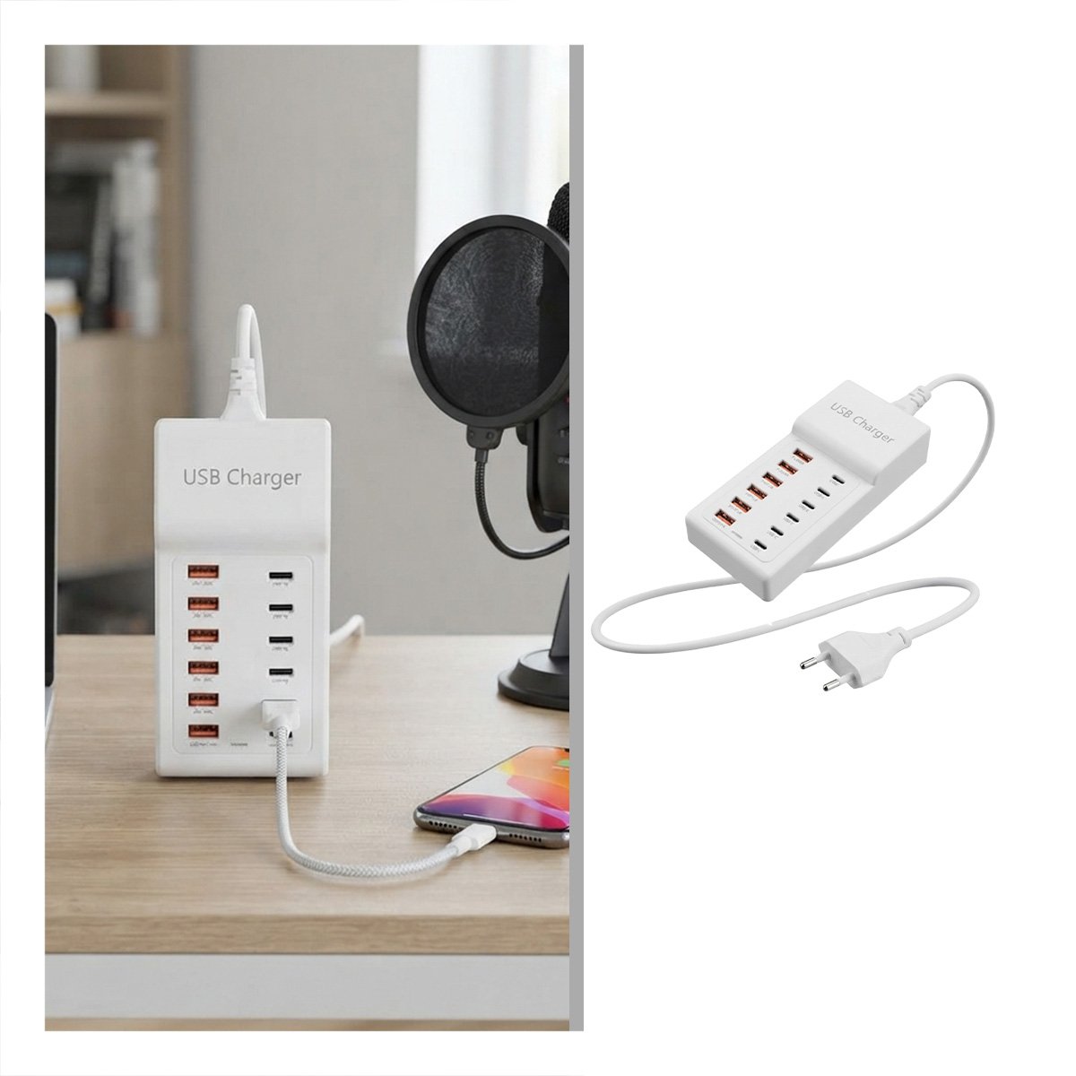 ESTACION DIGITAL DE CONEXION USB-C Y USB-A BLANCO CON CARGA 12 EN 1 PARA TECNOLOGIA Y STICKY - 5