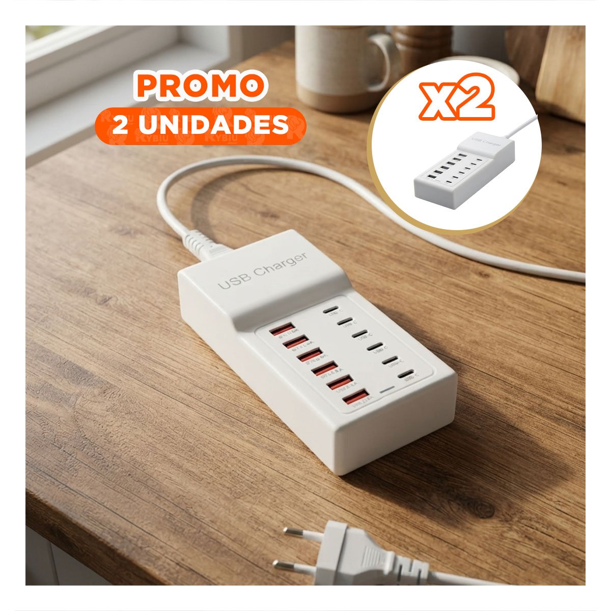 PACK2 HUB DE CONEXION MULTIPLE BLANCO CON USB-C Y USB-A PARA CARGA 12 EN 1 YPAPEL REGALO - 1