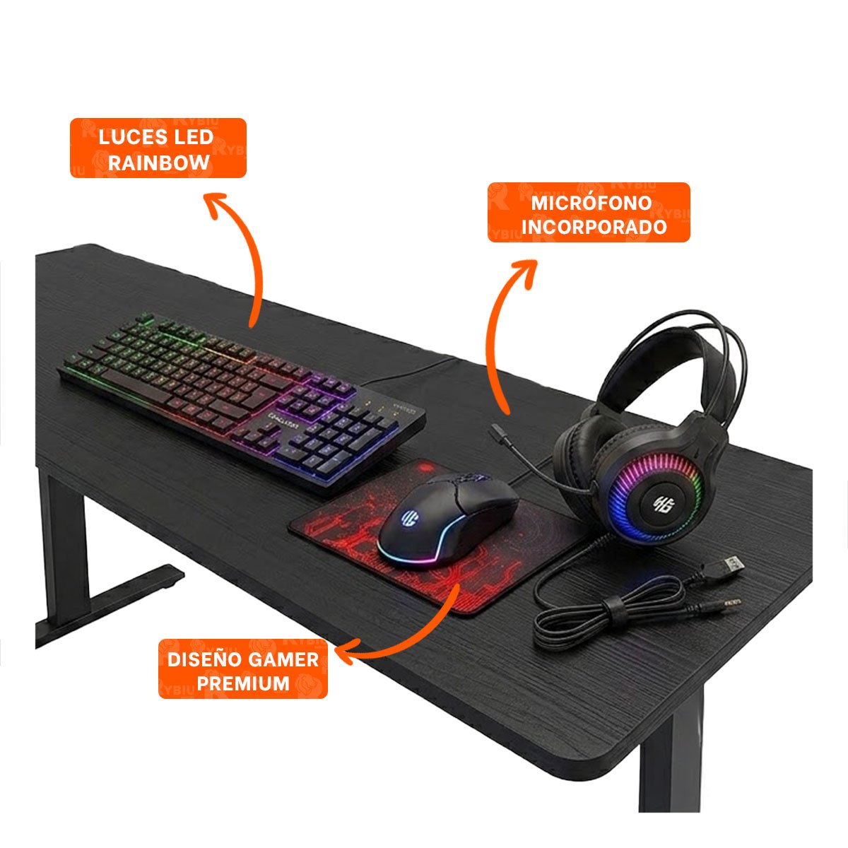 SET DE JUEGO PARA PC COLOR NEGRO CON ACCESORIOS GAMER COMPLETO YPAPEL REGALO - 5
