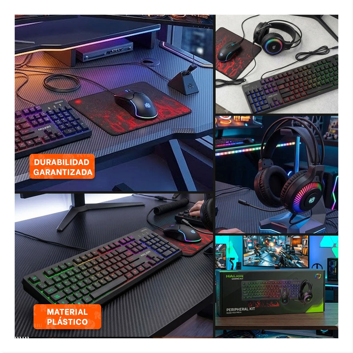 PACK2 PACK DE JUEGO GAMER COLOR NEGRO CON MOUSE PAD TECLADO Y AUDIFONOS YPAPEL REGALO - 3