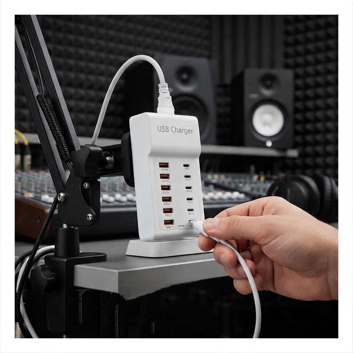 PACK6 BASE UNIVERSAL USB-C Y USB-A BLANCO PARA TECNOLOGIA CON CARGA 12 EN 1 YPAPEL REGALO - 2