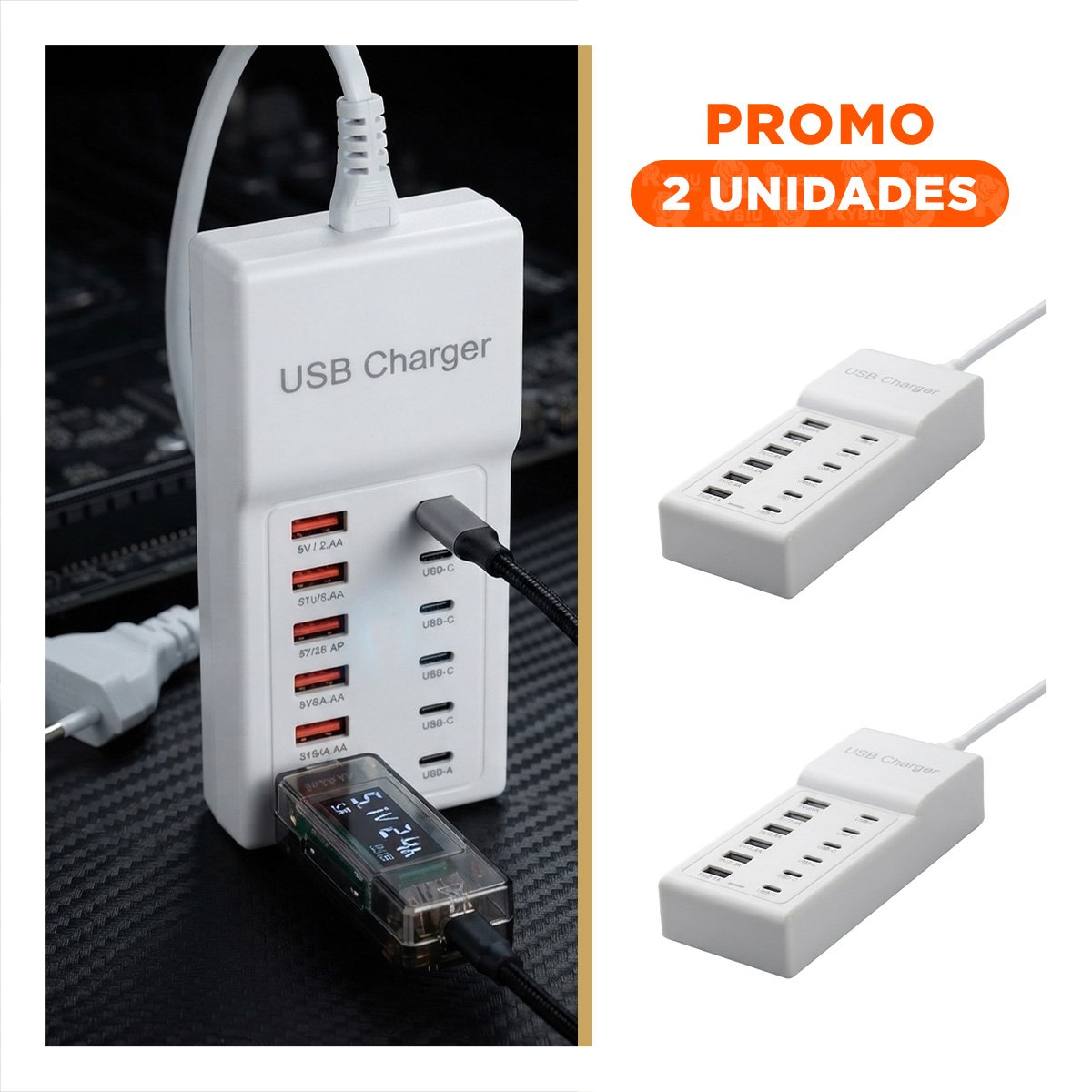 PACK2 ADAPTADOR USB-C Y USB-A BLANCO PARA CARGA 12 EN 1 DE EQUIPOS MODERNOS YREGALO STICKER - 1