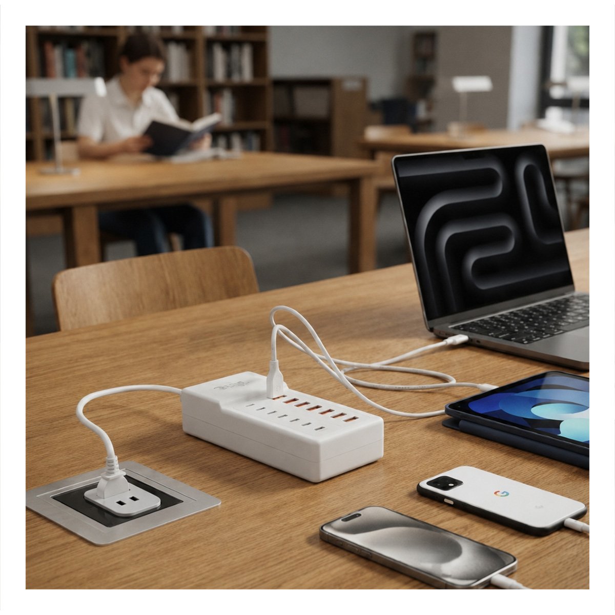 PACK4 ESTACION MULTIPLE BLANCO DE CARGA CON USB-C Y USB-A PARA OFICINA Y HOGAR - 5