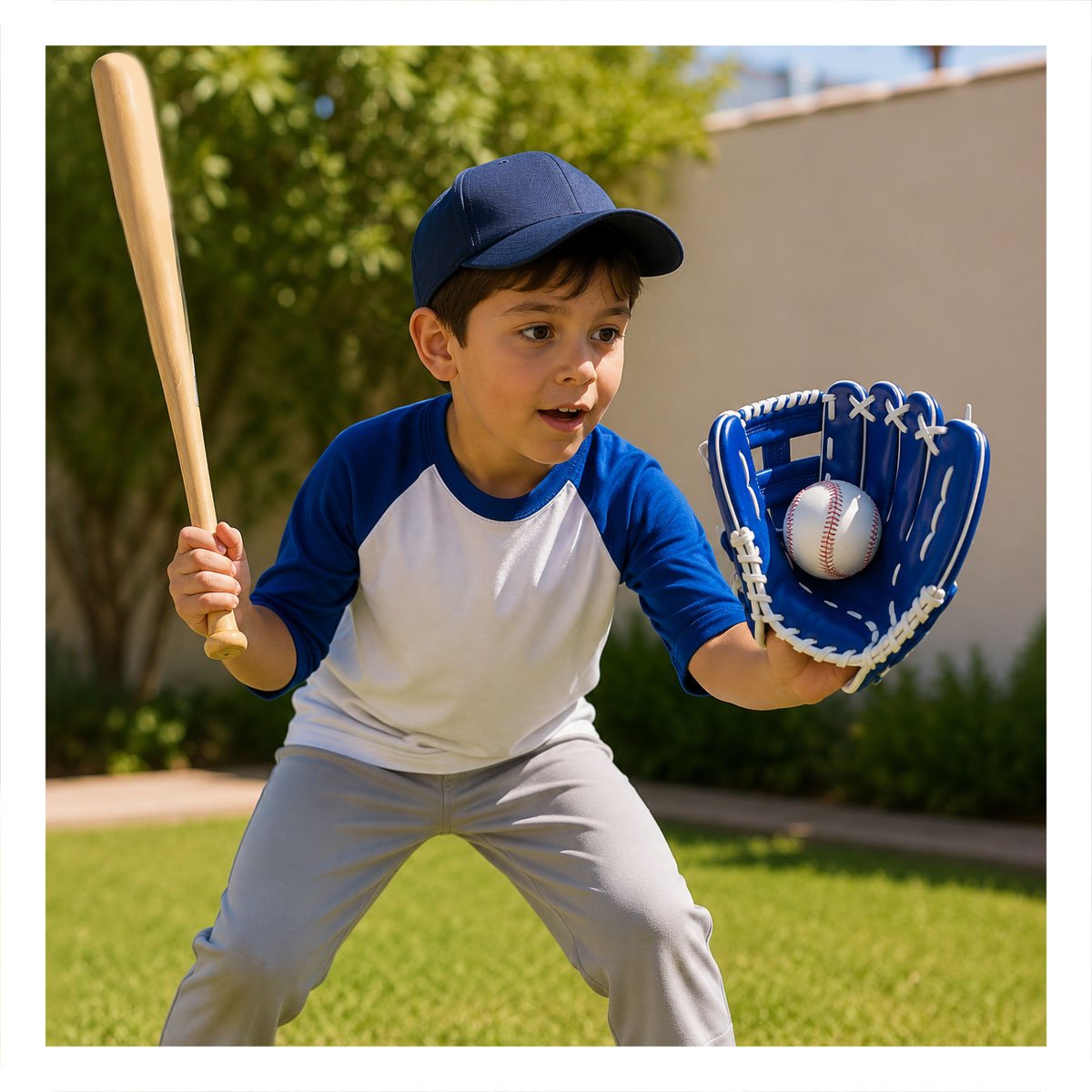 PACK2 SET CON IMPLEMENTOS DE BEISBOL COLOR AZUL PARA JUEGO RECREATIVO YREGALO STICKER - 5