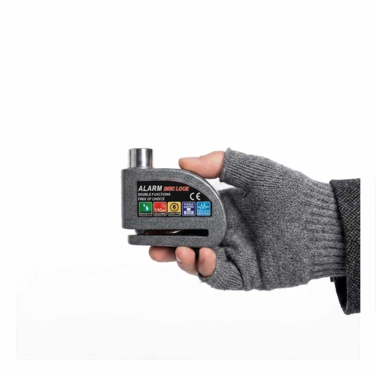 SEGURO DE BLOQUEO PARA DISCO COLOR PLOMO CON ALERTA SONORA YREGALO STICKER - 1