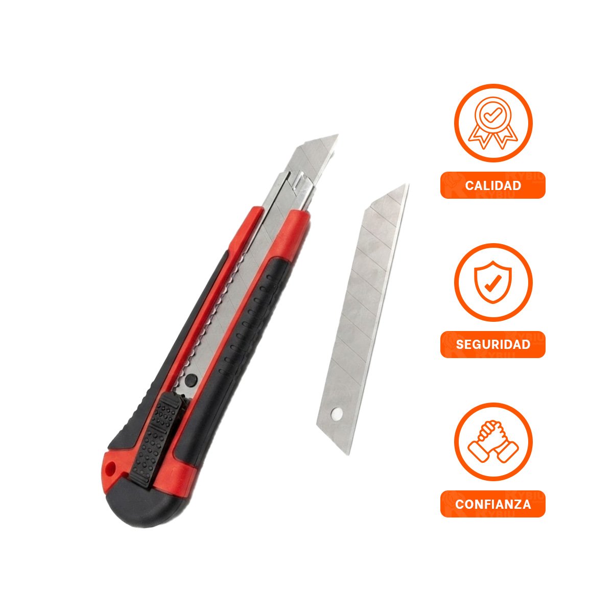 CORTADOR RETRACTIL CON CUCHILLA 18 MM Y ESTUCHE ROJO PARA MANUALIDADES Y TALLER Y PAPEL REGALO - 5
