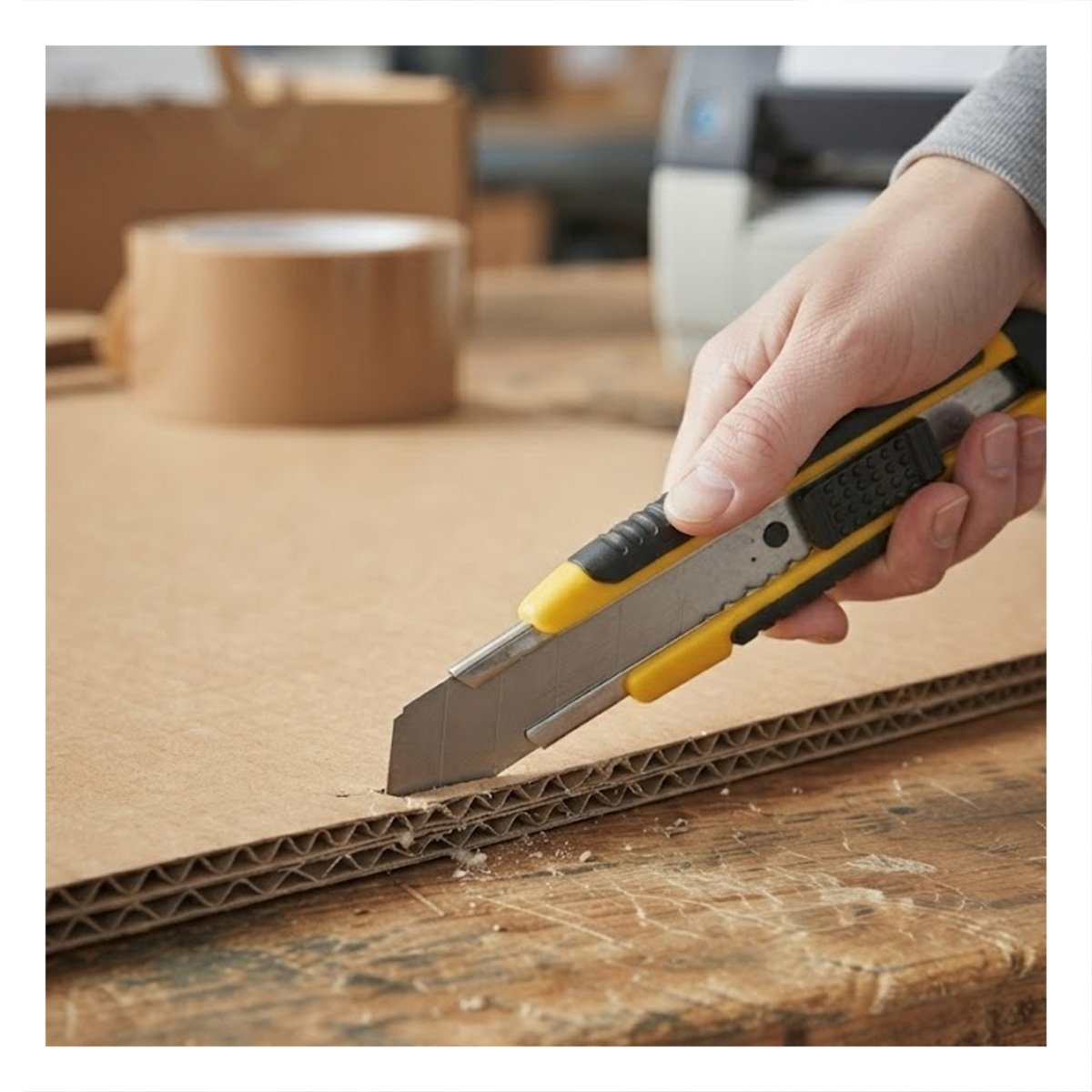 CORTADOR RETRACTIL CON CUCHILLA 18 MM Y ESTUCHE AMARILLO PARA MANUALIDADES Y PAPEL REGALO - 2