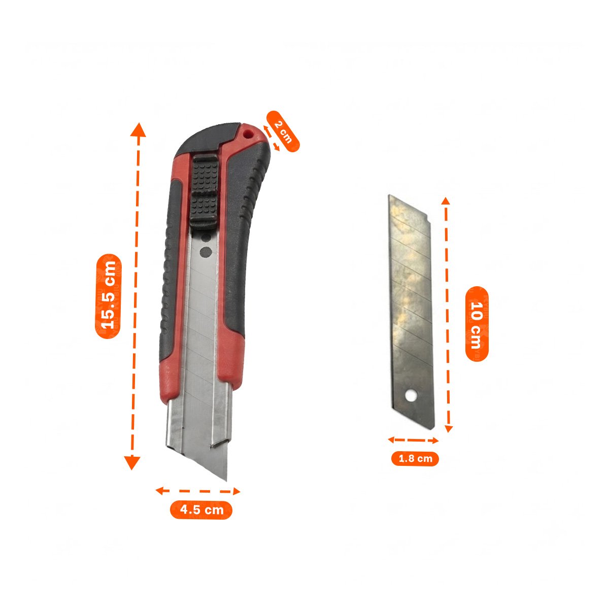 CUTTER CON ESTUCHE DE CUCHILLA ROJO RETRACTIL 18 MM PARA CORTE PRECISO EN OFICINA - 4