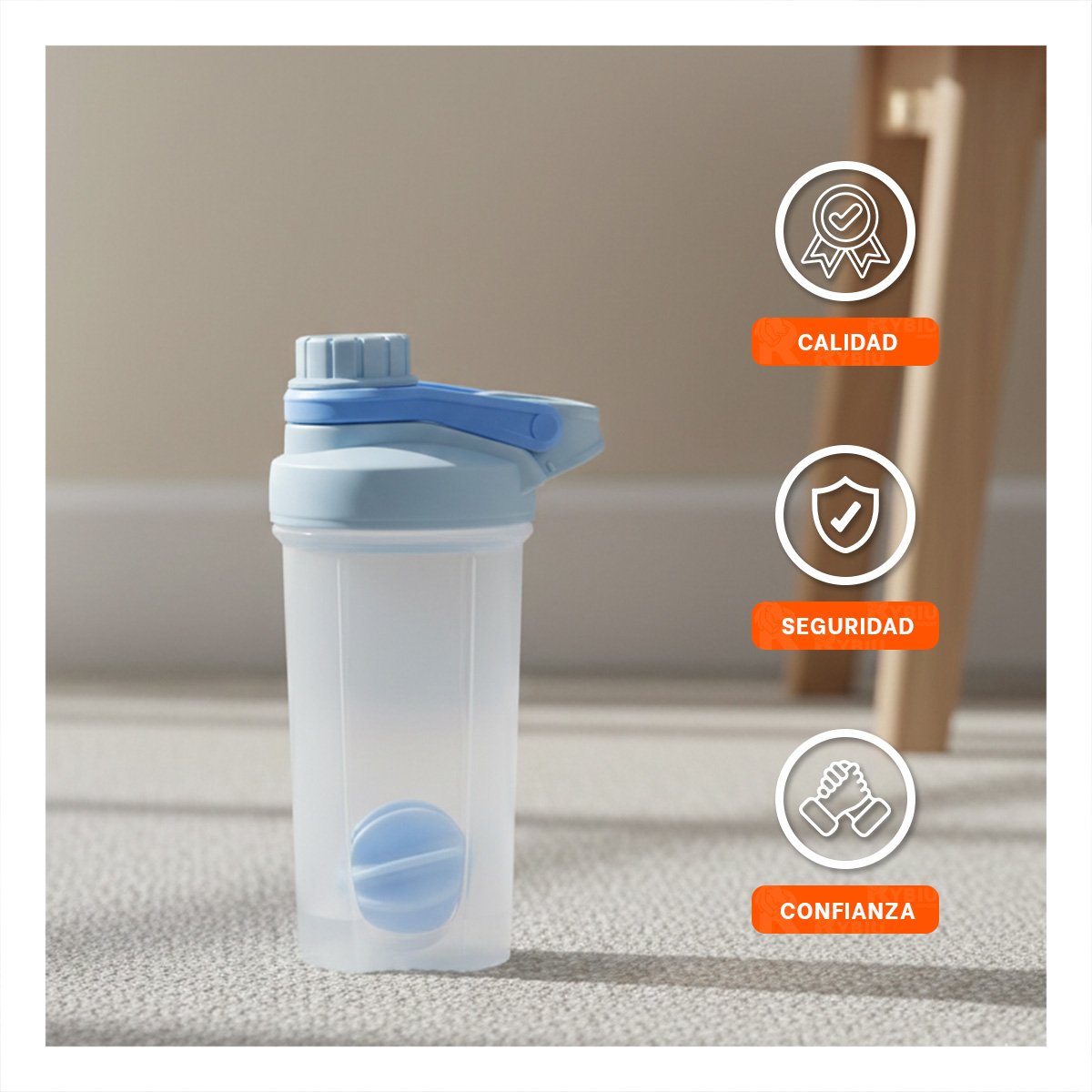 BIDÓN TOMATODO SHAKER 500ML CELESTE PRÁCTICO PARA AGUA Y BATIDOS YPOST IT - 5